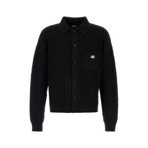 Versace Men Black Cardigan Wool